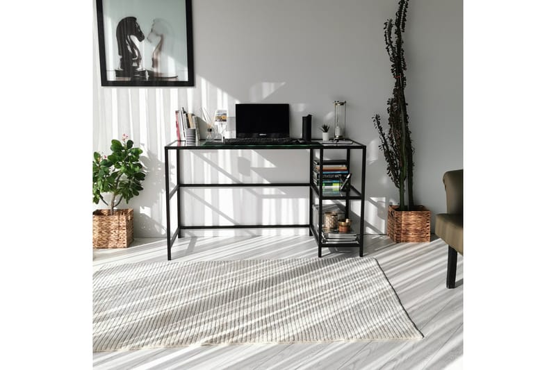 Sabani Skrivbord 130 cm med Förvaring 2 Hyllor - Glas/Svart - Möbler - Hemmakontor - Skrivbord