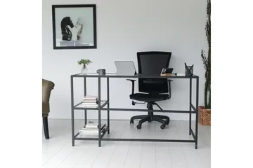 Sabani Skrivbord 130 cm med Förvaring 2 Hyllor - Glas/Svart - Möbler - Hemmakontor - Skrivbord