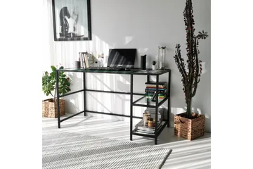 Sabani Skrivbord 130 cm med Förvaring 2 Hyllor - Glas/Svart - Möbler - Hemmakontor - Skrivbord
