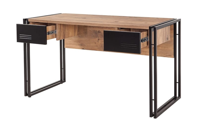 Sapphira Skrivbord 139 cm med Förvaring 2 Lådor - Trä/Svart - Möbler - Hemmakontor - Skrivbord