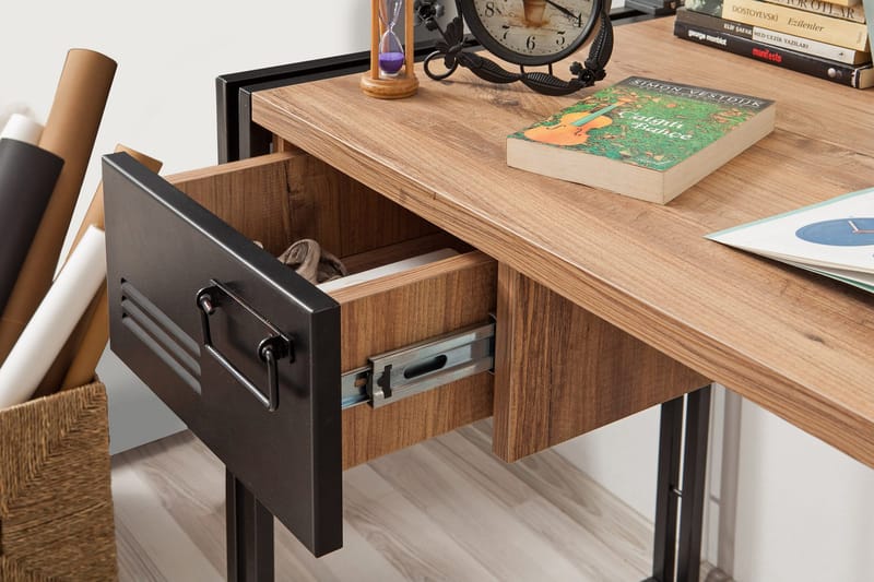 Sapphira Skrivbord 139 cm med Förvaring 2 Lådor - Trä/Svart - Möbler - Hemmakontor - Skrivbord