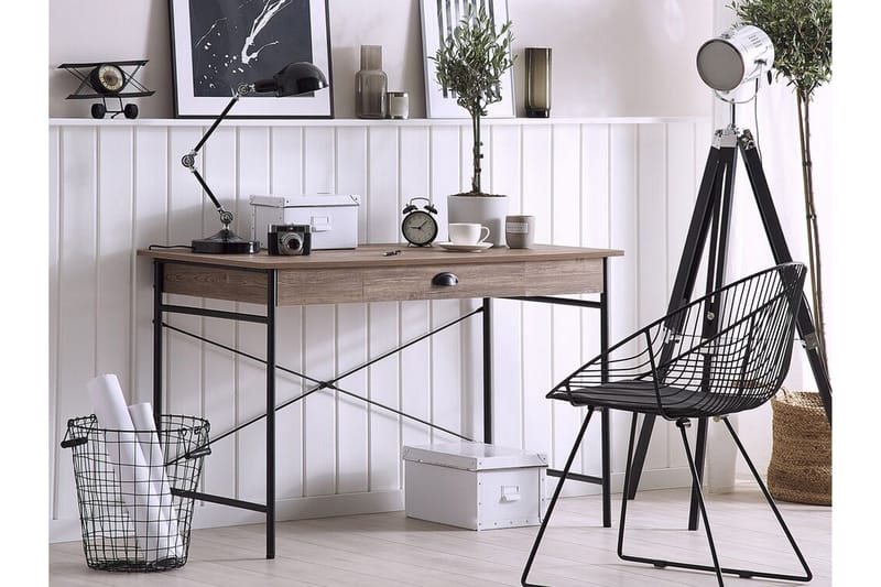 SARVIN Skrivbord 120 cm med Förvaring Låda Ljust Trä - Möbler - Hemmakontor - Skrivbord