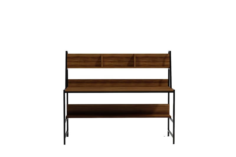 SAYCA Skrivbord 140 cm med Förvaring Hyllor Mörkbrun/Svart - Möbler - Hemmakontor - Skrivbord