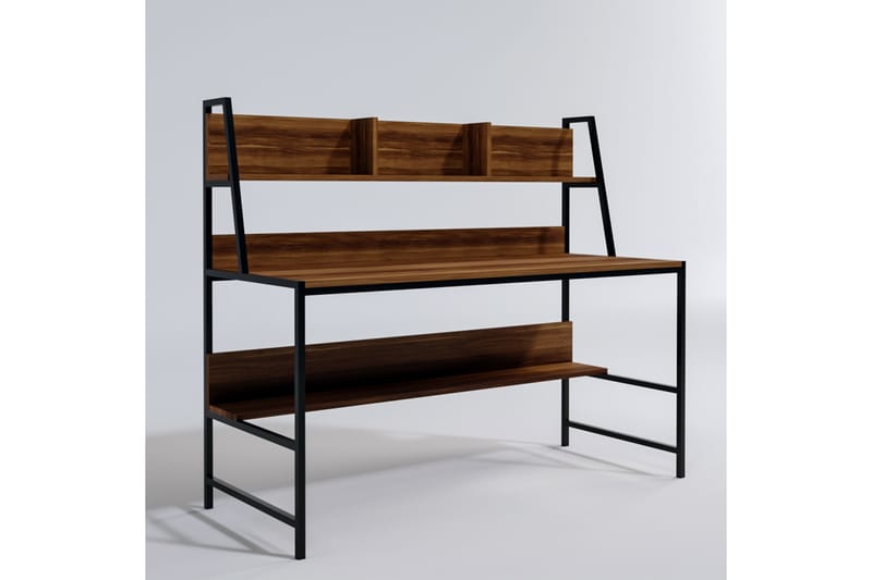 SAYCA Skrivbord 140 cm med Förvaring Hyllor Mörkbrun/Svart - Möbler - Hemmakontor - Skrivbord