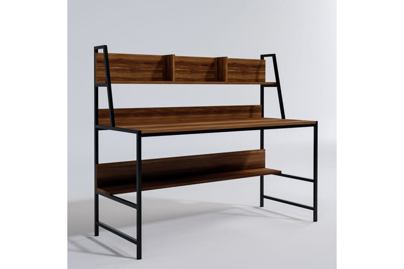 SAYCA Skrivbord 140 cm med Förvaring Hyllor Mörkbrun/Svart - Skrivbord - Bord