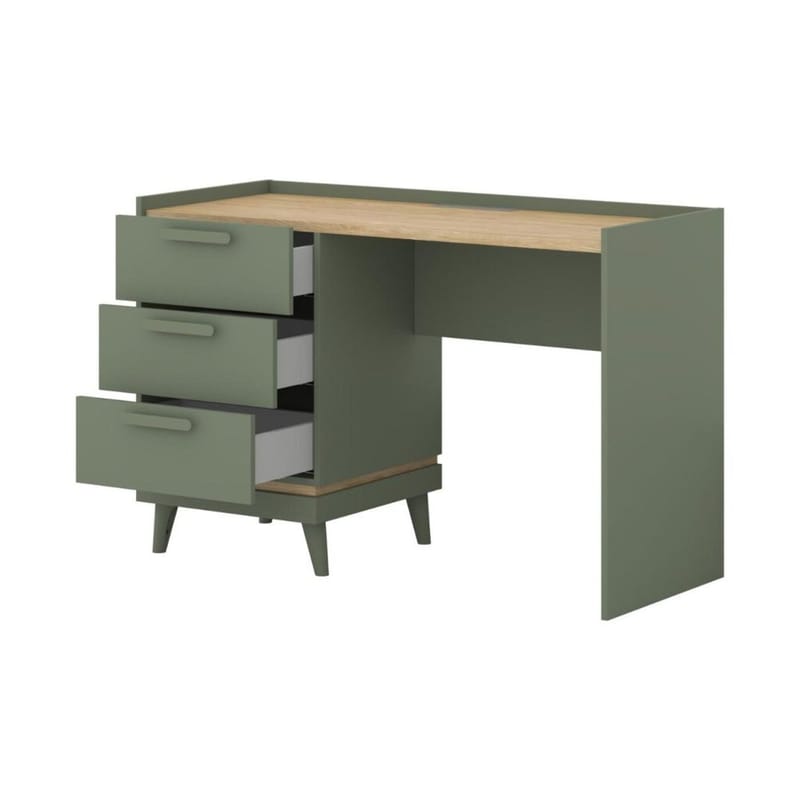 Skrivbord Scandi med 3 lådor - Dämpad grön - Oljad ek - Möbler - Hemmakontor - Skrivbord