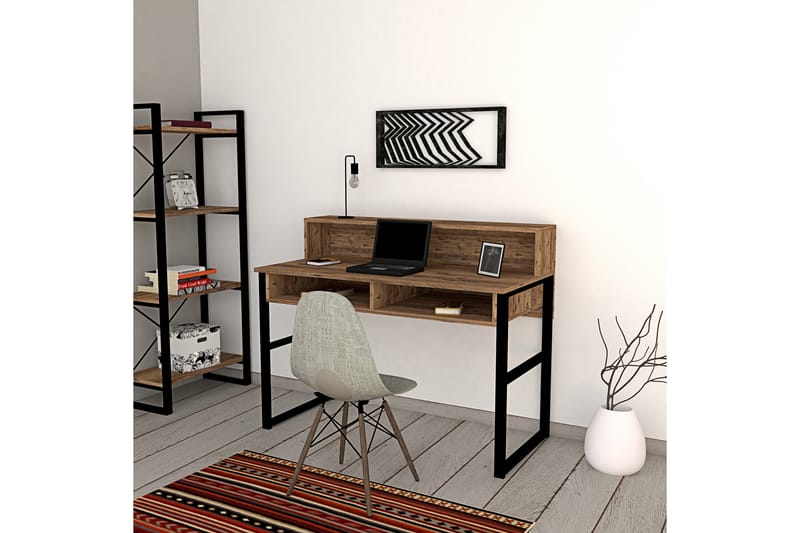 SHESHO Skrivbord 120 cm med Förvaring 2 Hyllor Valnötsbrun/S - Möbler - Hemmakontor - Skrivbord