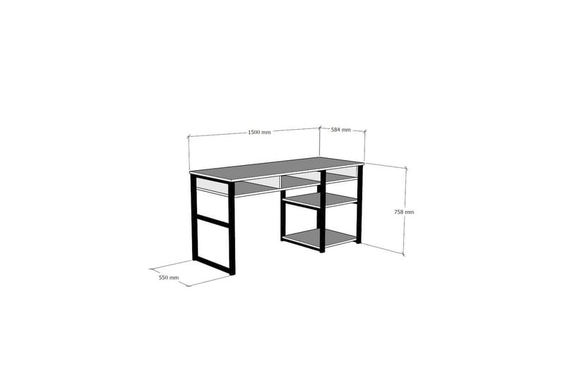 SHESHO Skrivbord 150 cm med Förvaring 5 Hyllor Valnötsbrun/S - Möbler - Hemmakontor - Skrivbord