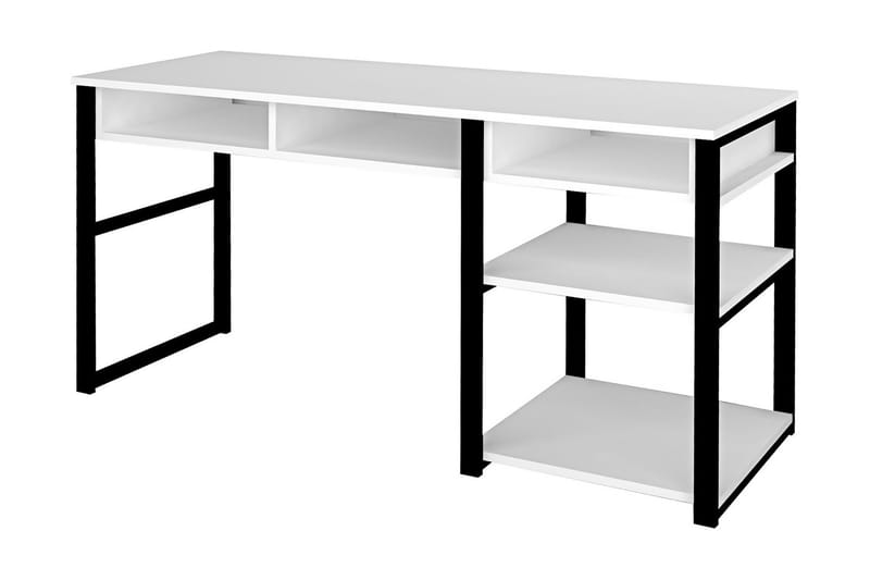 SHESHO Skrivbord 150 cm med Förvaring 5 Hyllor Vit/Svart - Skrivbord - Bord