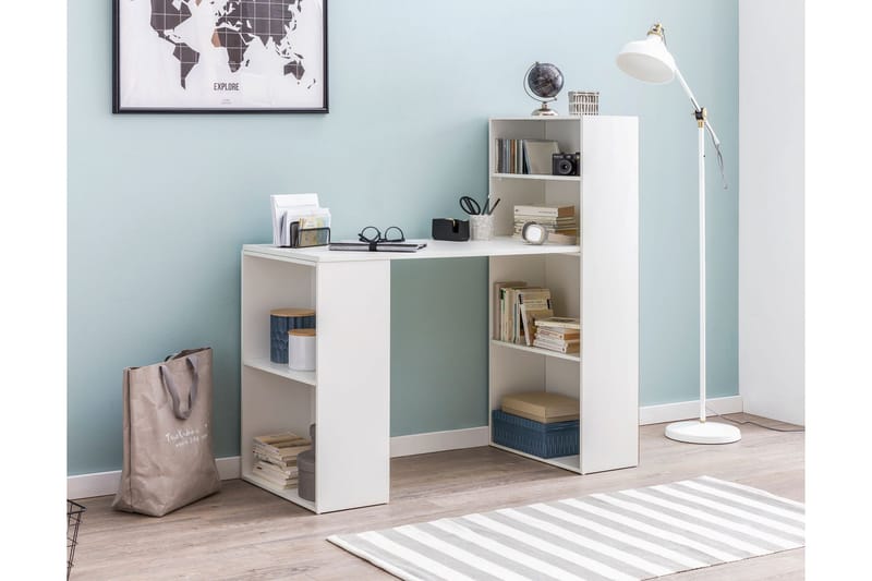 Shuping Skrivbord 120 cm med Förvaring Hyllor - Vit - Möbler - Hemmakontor - Skrivbord