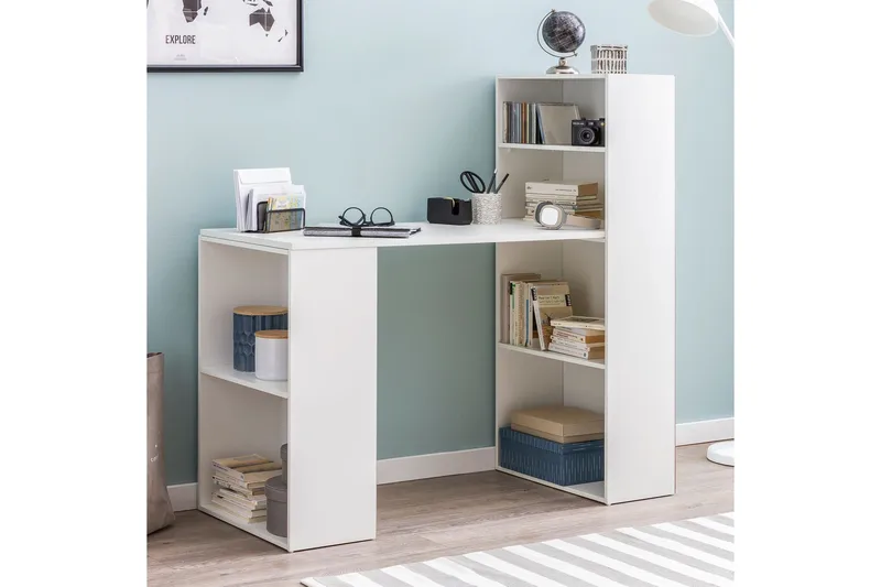 Shuping Skrivbord 120 cm med Förvaring Hyllor - Vit - Möbler - Hemmakontor - Skrivbord