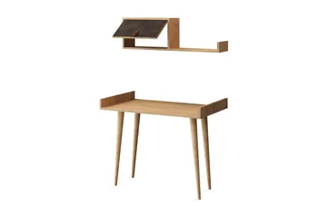Skaberg Skrivbord 100 cm med Förvaring Vägghylla - Grå/Trä - Möbler - Hemmakontor - Skrivbord