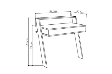 Skoved Skrivbord 94 cm med Förvaring Låda + Hylla - Grå - Möbler - Hemmakontor - Skrivbord