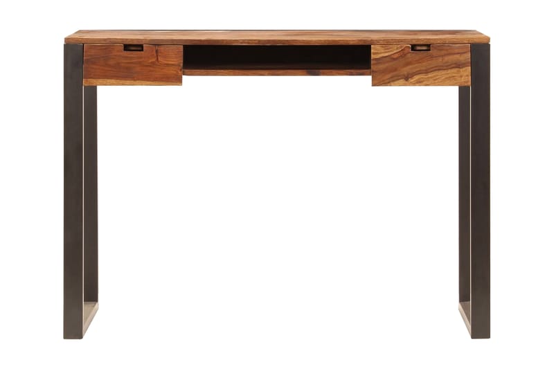 Skrivbord 110x55x78 cm massivt sheshamträ och stål - Brun - Skrivbord - Marmorbord - Gamingbord & datorbord - Bord