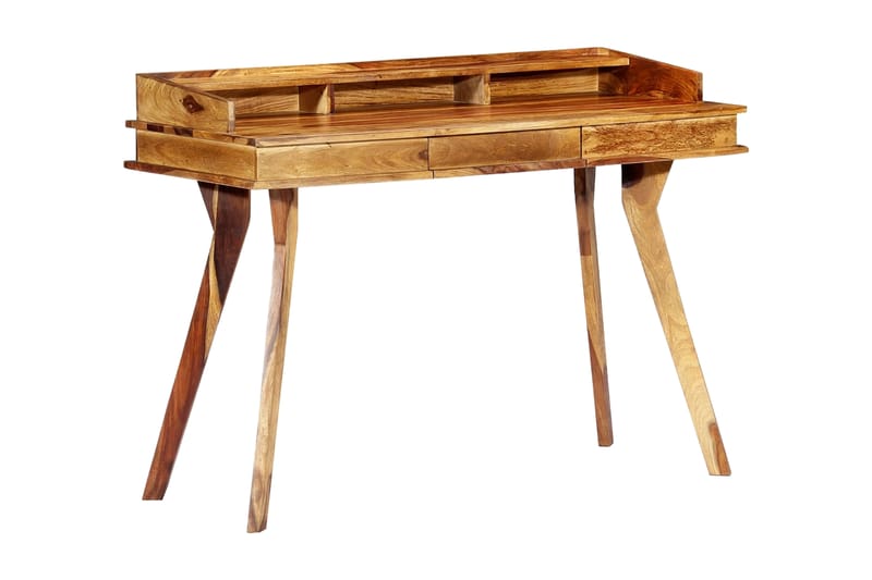 Skrivbord 115x50x85 cm massivt sheshamträ - Brun - Skrivbord - Bord