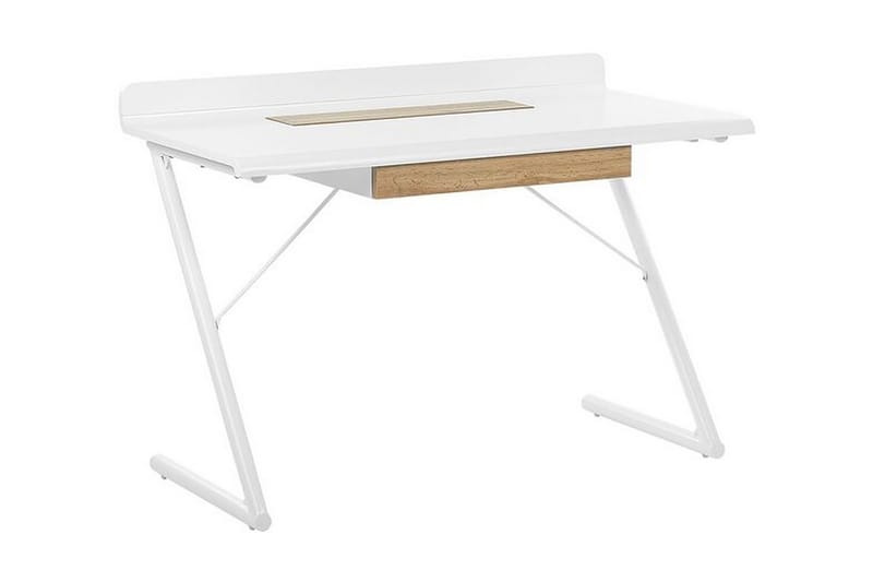 Skrivbord 120 x 60 cm vit/ljust trä FOCUS - Vit - Skrivbord - Bord