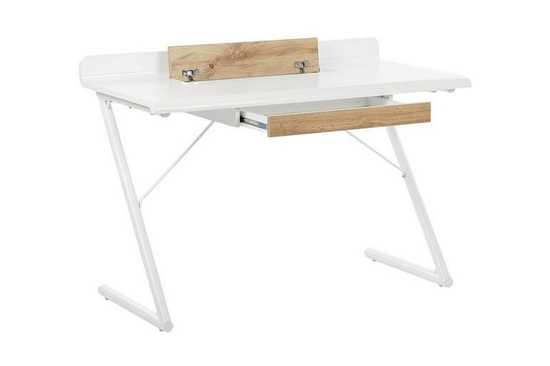 Skrivbord 120 x 60 cm vit/ljust trä FOCUS - Vit - Möbler - Hemmakontor - Skrivbord