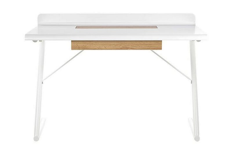 Skrivbord 120 x 60 cm vit/ljust trä FOCUS - Vit - Skrivbord - Bord