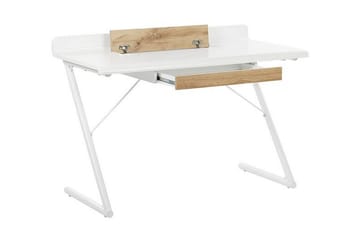 Skrivbord 120 x 60 cm vit/ljust trä FOCUS - Vit - Möbler - Hemmakontor - Skrivbord