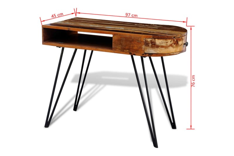 Skrivbord återvunnet massivt trä med järnben - Brun - Skrivbord - Bord
