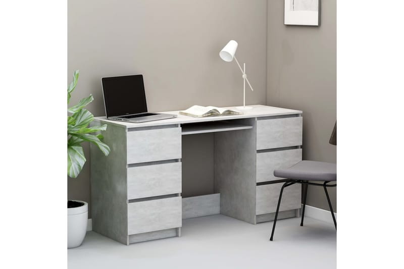 Skrivbord betonggrå 140x50x77 cm spånskiva - Grå - Skrivbord - Bord
