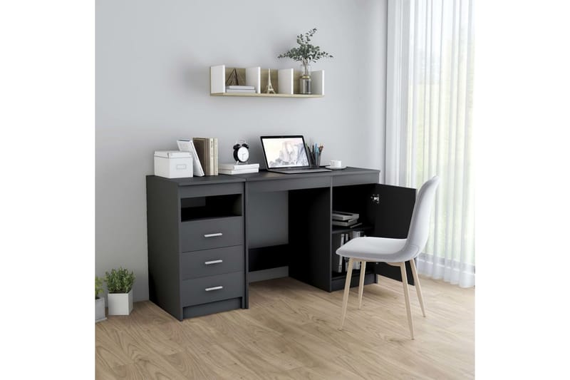 Skrivbord grå 140x50x76 cm spånskiva - Grå - Skrivbord - Bord
