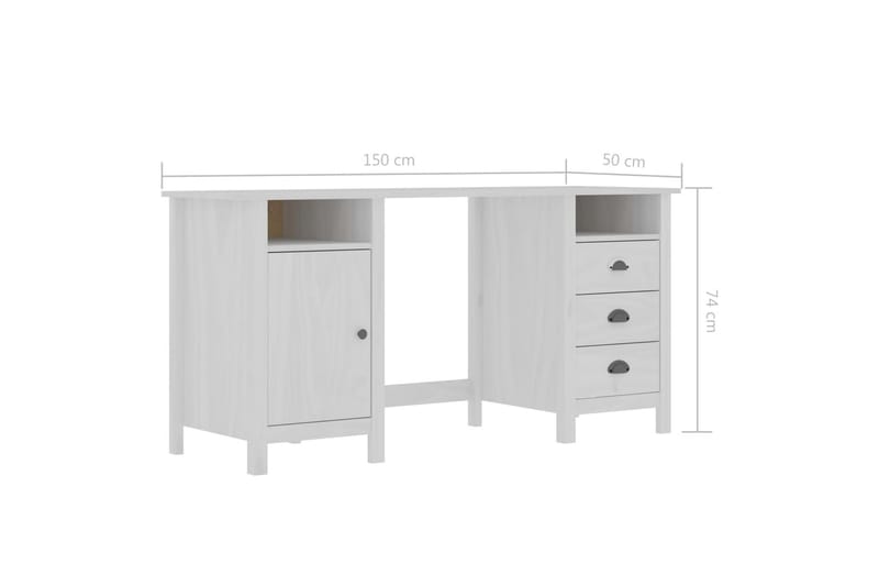 Skrivbord Hill Range vit 150x50x74 cm massiv furu - Vit - Möbler - Hemmakontor - Skrivbord
