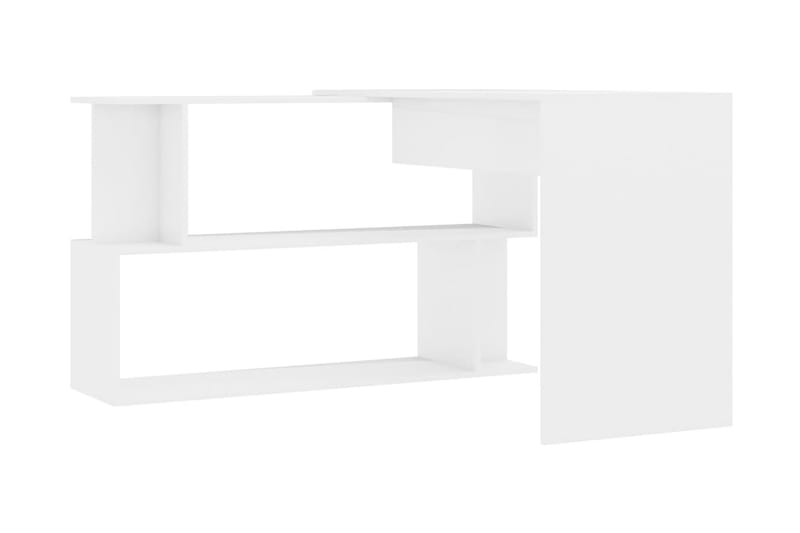 Skrivbord hörn vit högglans 200x50x76 cm spånskiva - Vit - Skrivbord - Bord
