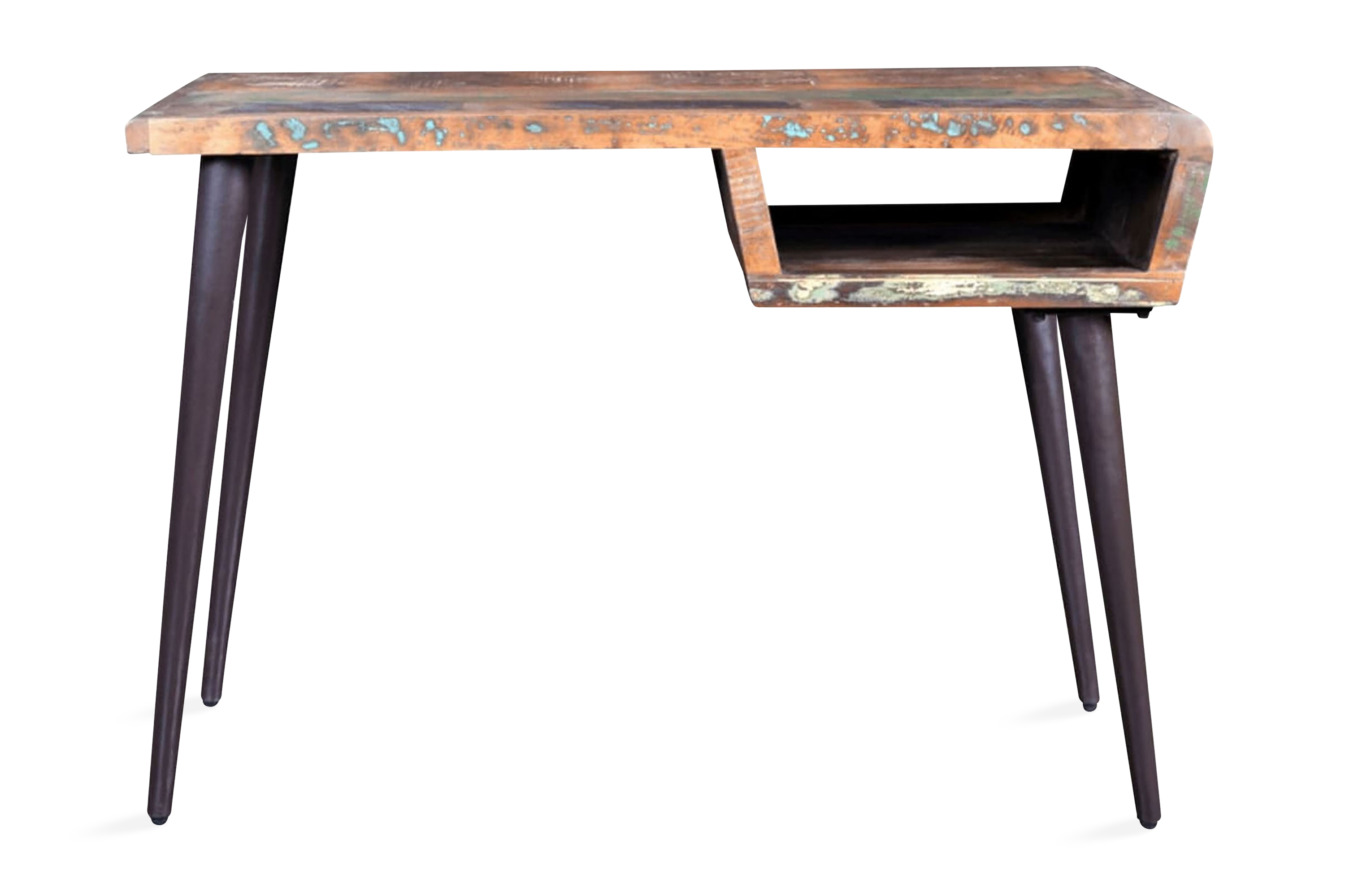 Skrivbord i återvunnet trä med järnben – Flerfärgad
