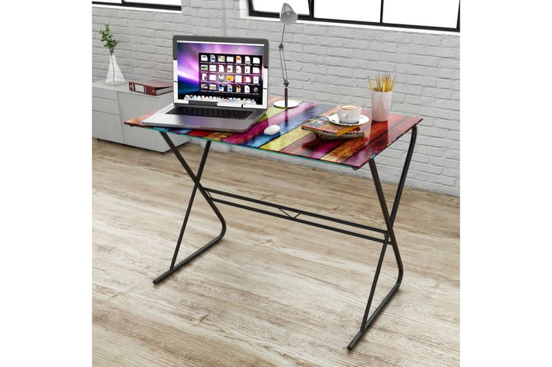 Skrivbord i glas med regnbågsdesign - Flerfärgad - Skrivbord - Bord