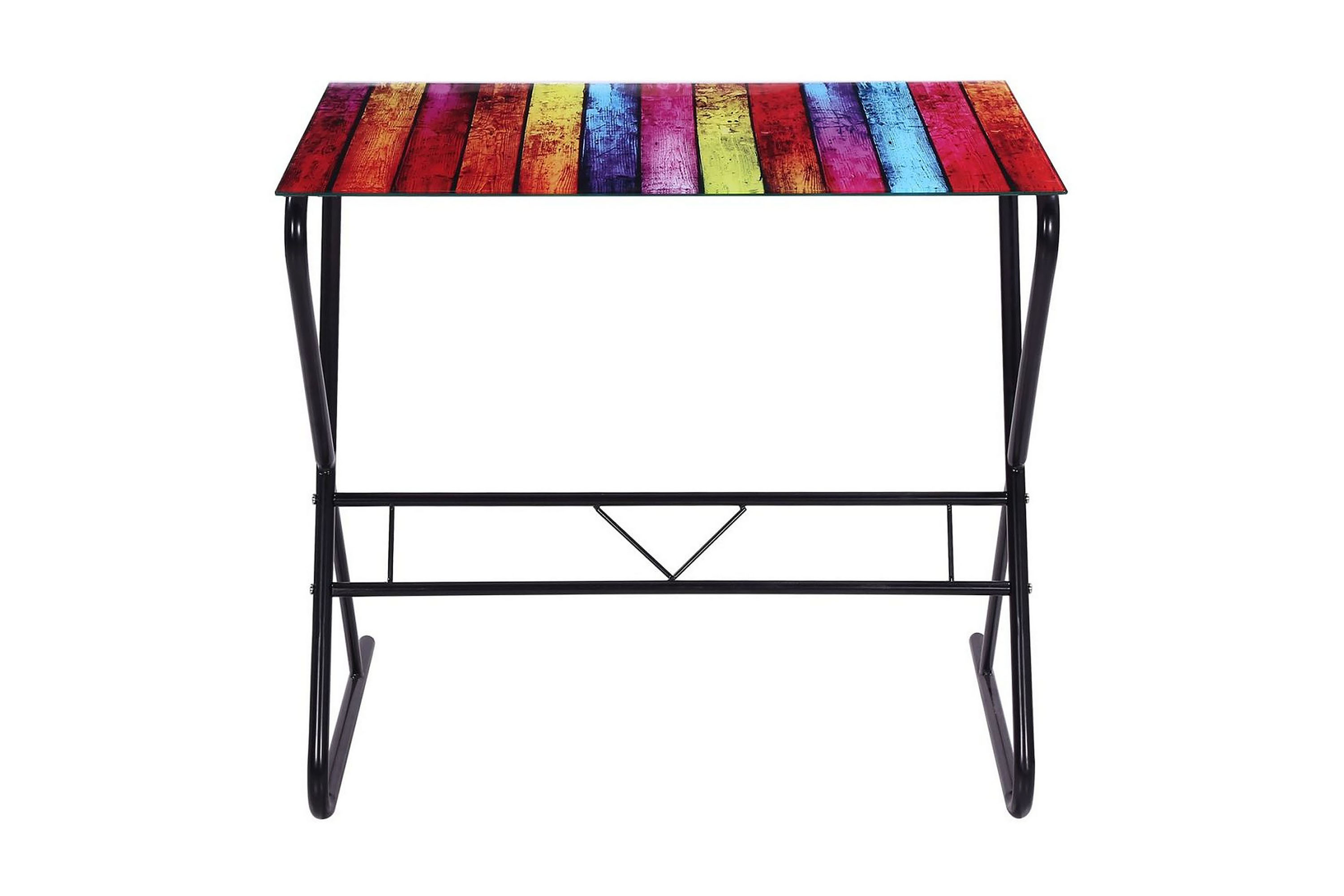 Skrivbord i glas med regnbågsdesign – Flerfärgad