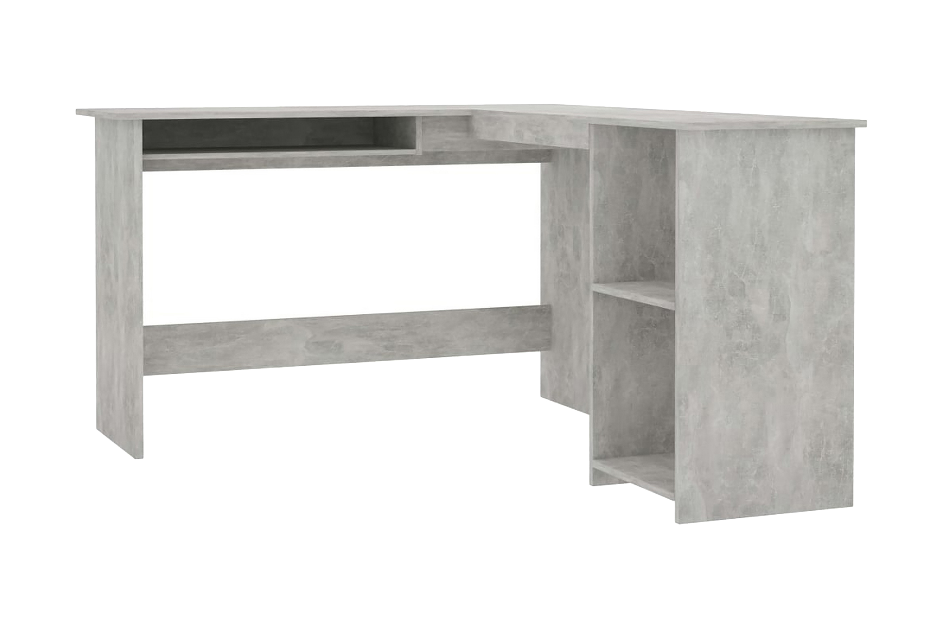 Skrivbord L-format betonggrå 120x140x75 cm spånskiva – Grå