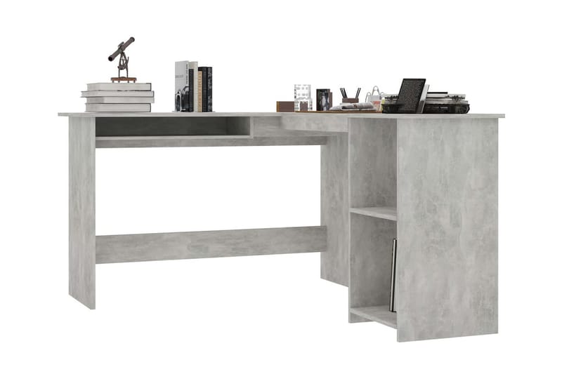 Skrivbord L-format betonggrå 120x140x75 cm spånskiva - Grå - Möbler - Hemmakontor - Skrivbord