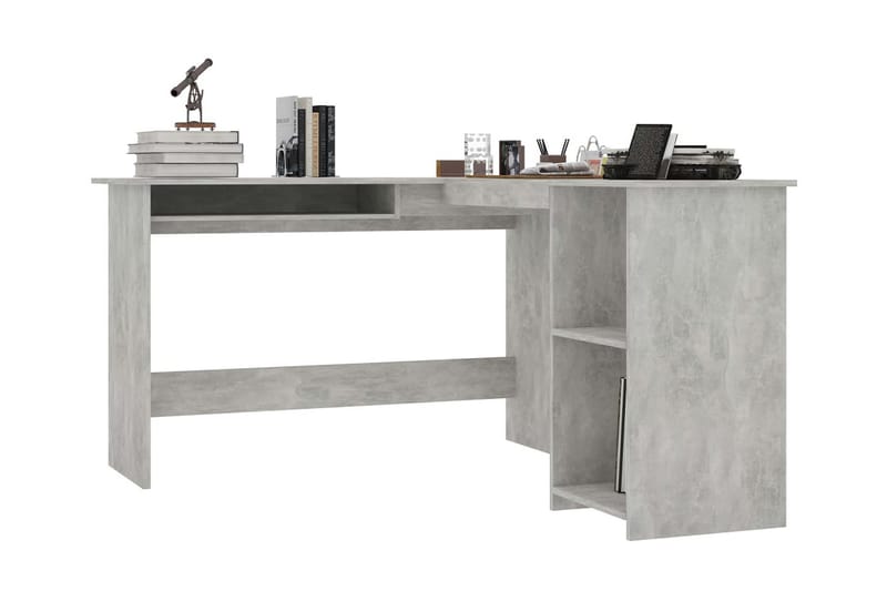 Skrivbord L-format betonggrå 120x140x75 cm spånskiva - Grå - Skrivbord - Bord