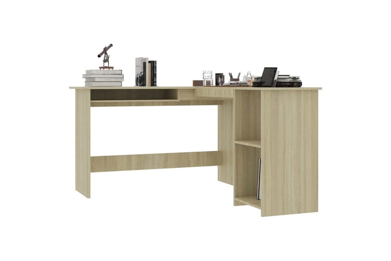 Skrivbord L-format sonoma-ek 120x140x75 cm spånskiva - Brun - Möbler - Hemmakontor - Skrivbord