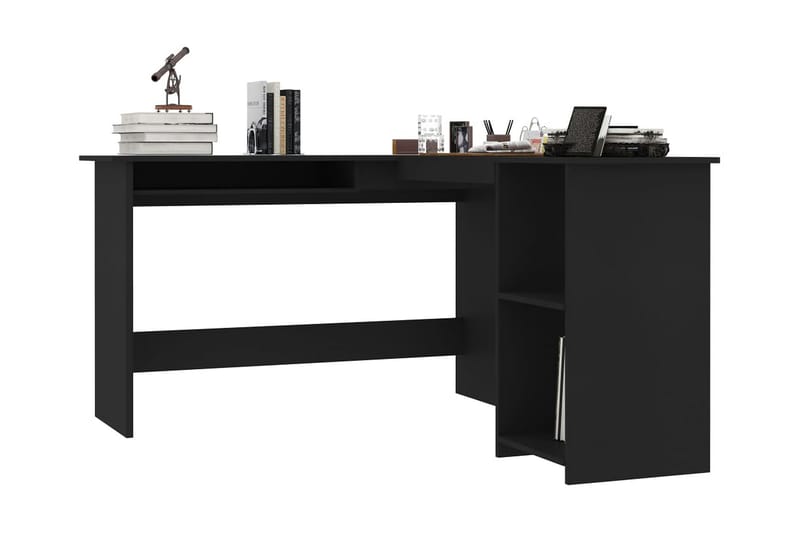 Skrivbord L-format svart 120x140x75 cm spånskiva - Svart - Möbler - Hemmakontor - Skrivbord