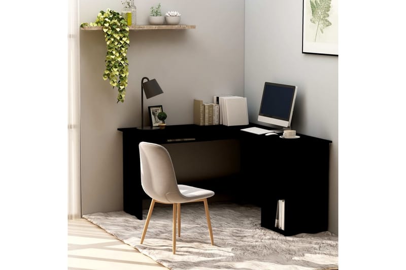 Skrivbord L-format svart 120x140x75 cm spånskiva - Svart - Möbler - Hemmakontor - Skrivbord