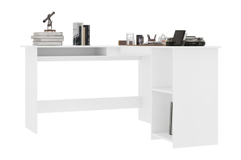 Skrivbord L-format vit 120x140x75 cm spånskiva - Vit - Skrivbord - Bord