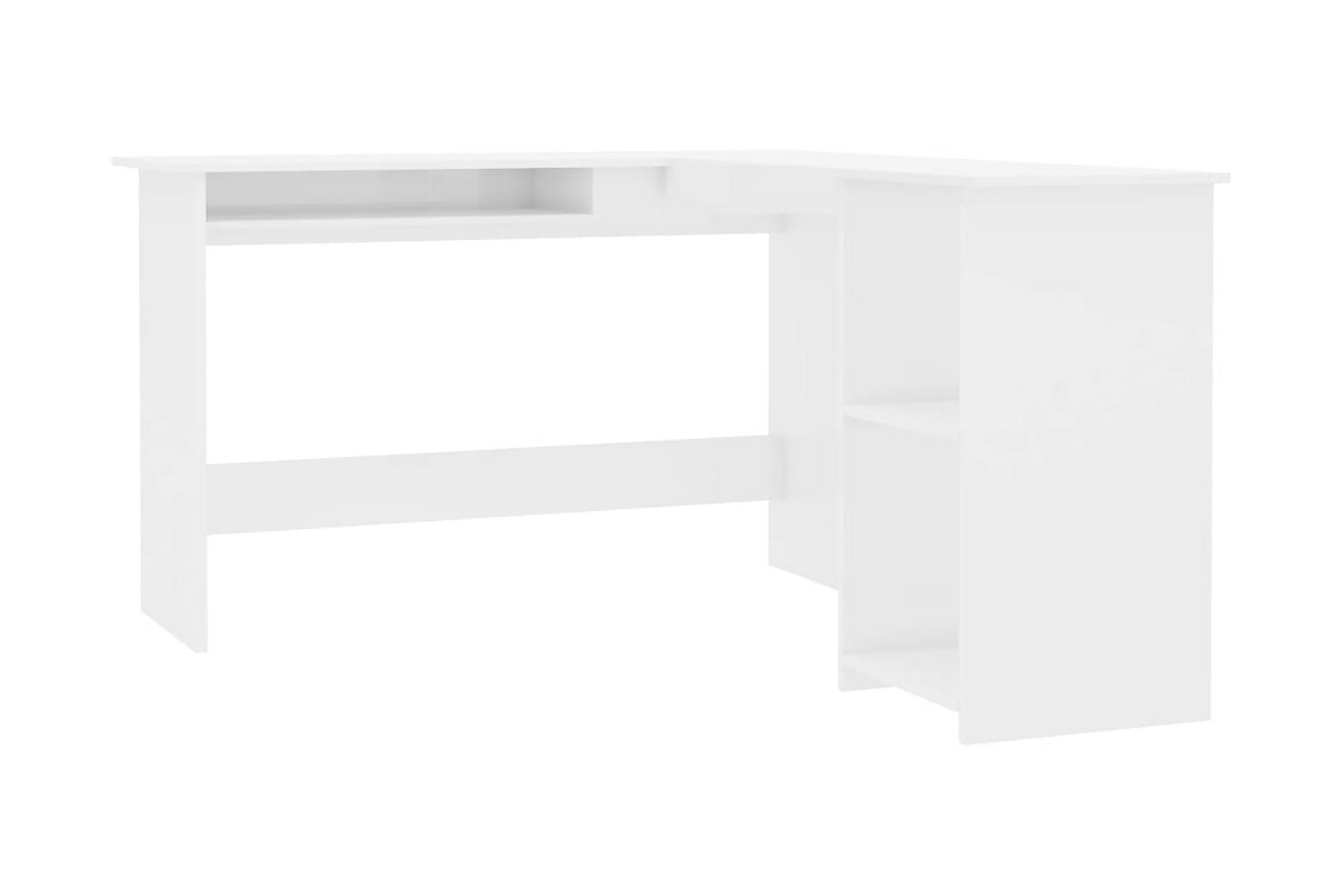 Skrivbord L-format vit högglans 120x140x75 cm spånskiva – Vit