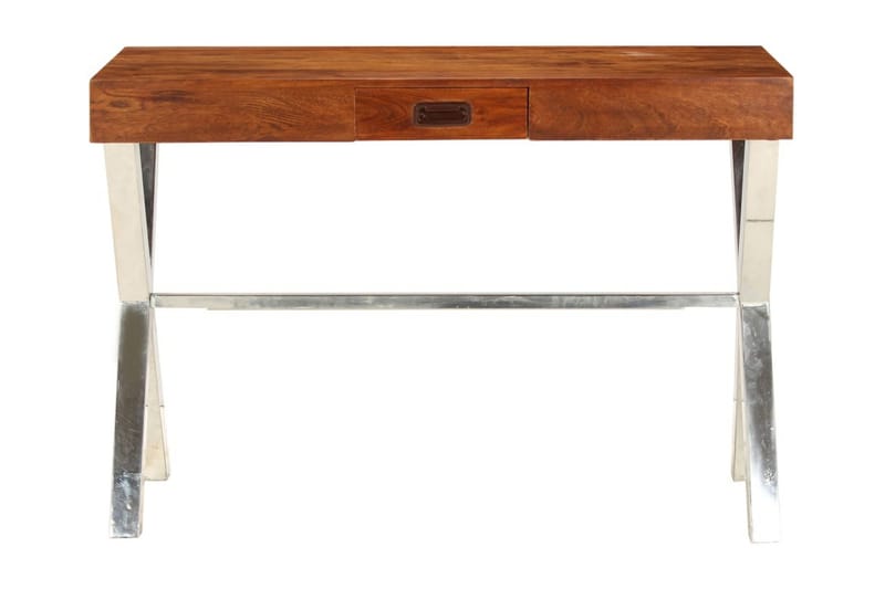 Skrivbord massivt akaciaträ med sheshamfinish 110x50x76 cm - Brun - Skrivbord - Bord