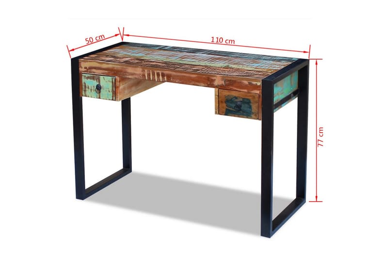 Skrivbord massivt återvunnet trä - Brun - Skrivbord - Bord