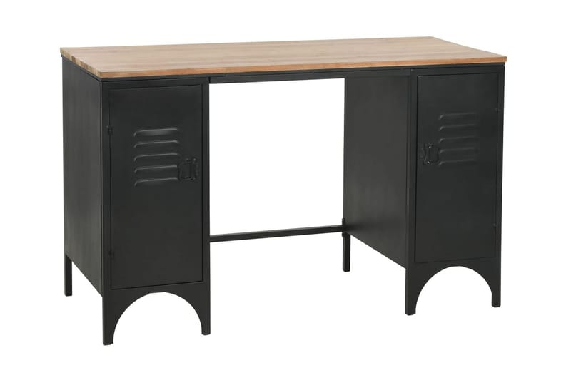 Skrivbord massivt furuträ och stål 120x50x76 cm - Svart - Skrivbord - Bord