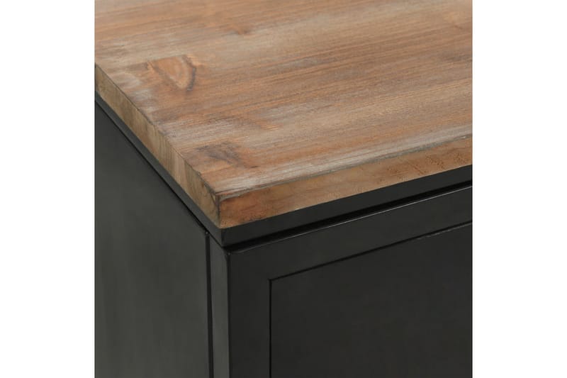 Skrivbord massivt furuträ och stål 120x50x76 cm - Svart - Möbler - Hemmakontor - Skrivbord