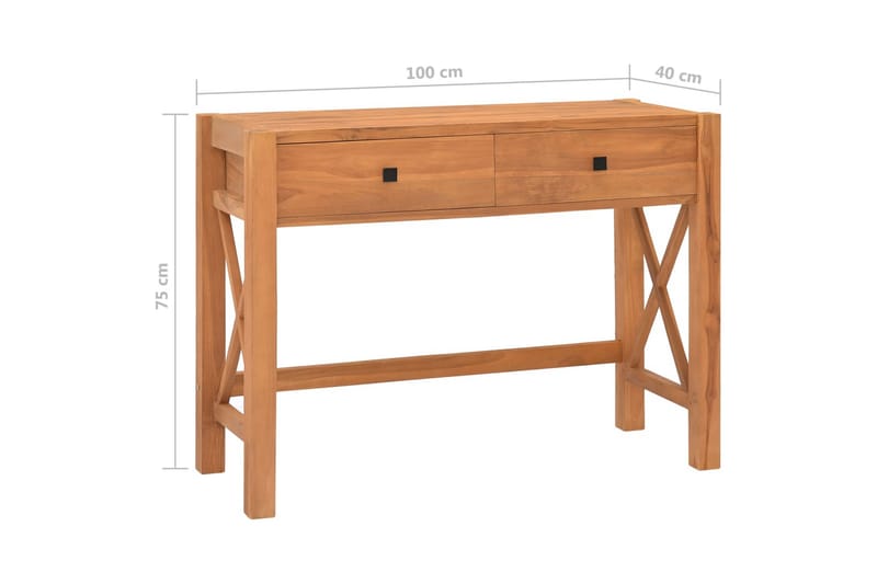 Skrivbord med 2 lådor 100x40x75 cm återvunnen teak - Brun - Skrivbord - Bord
