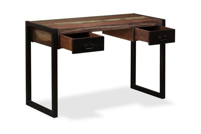 Skrivbord med 2 lådor massivt återvunnet trä 120x50x76 cm - Flerfärgad - Möbler - Hemmakontor - Skrivbord