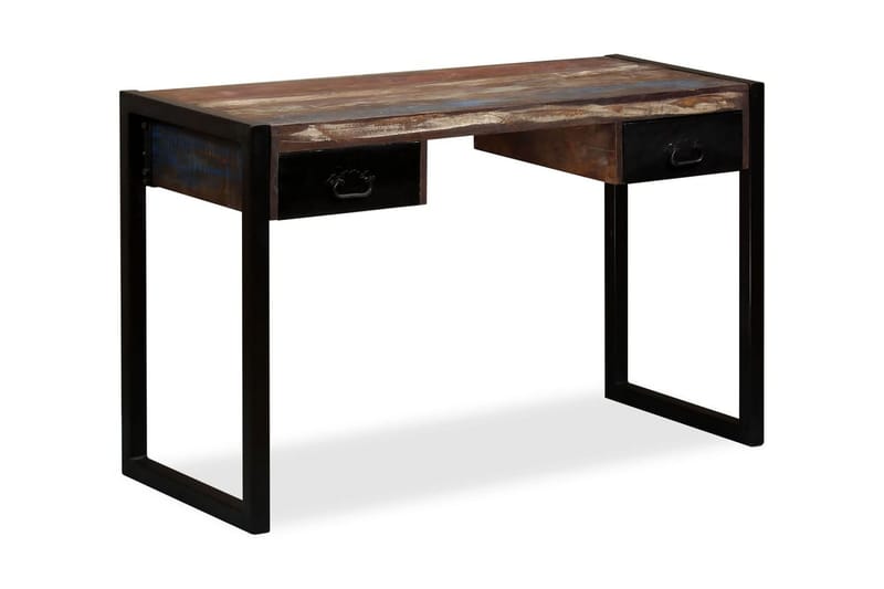 Skrivbord med 2 lådor massivt återvunnet trä 120x50x76 cm - Flerfärgad - Möbler - Hemmakontor - Skrivbord