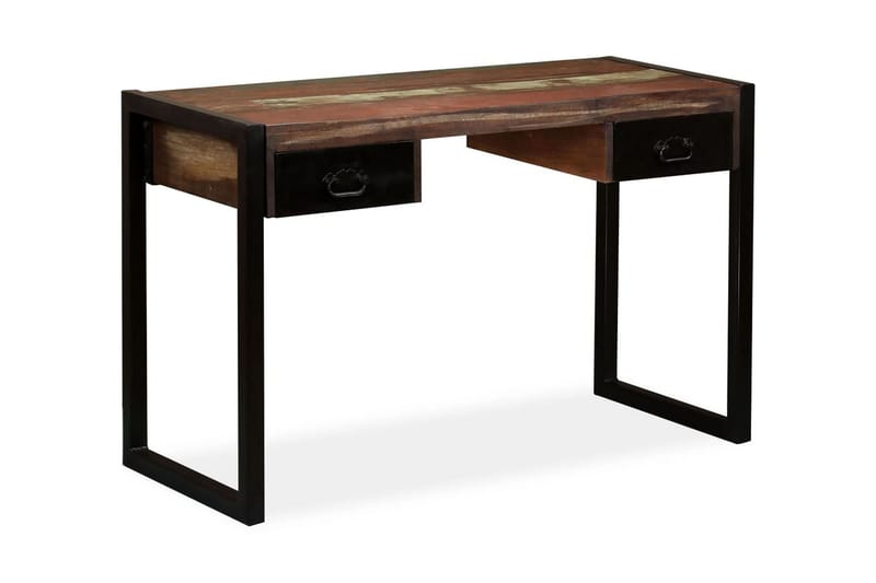 Skrivbord med 2 lådor massivt återvunnet trä 120x50x76 cm - Flerfärgad - Möbler - Hemmakontor - Skrivbord