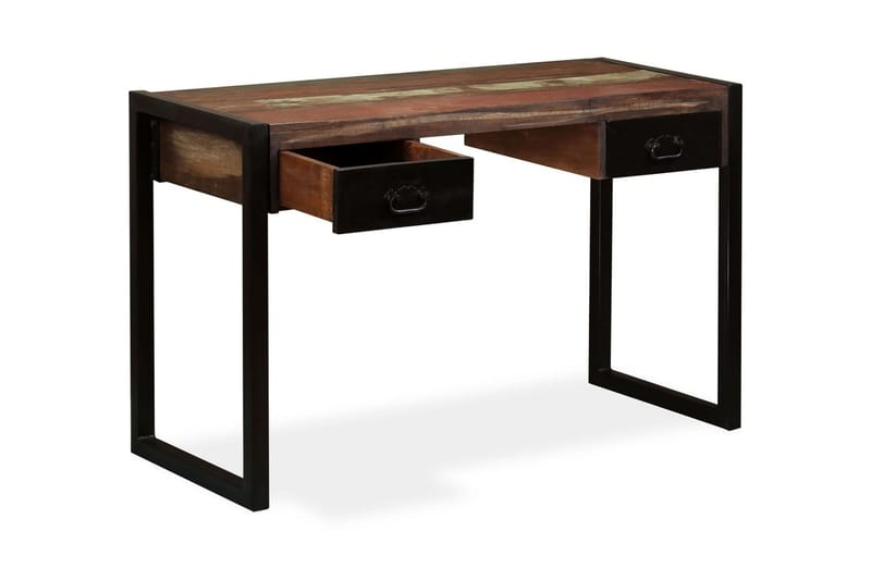 Skrivbord med 2 lådor massivt återvunnet trä 120x50x76 cm - Flerfärgad - Skrivbord - Bord