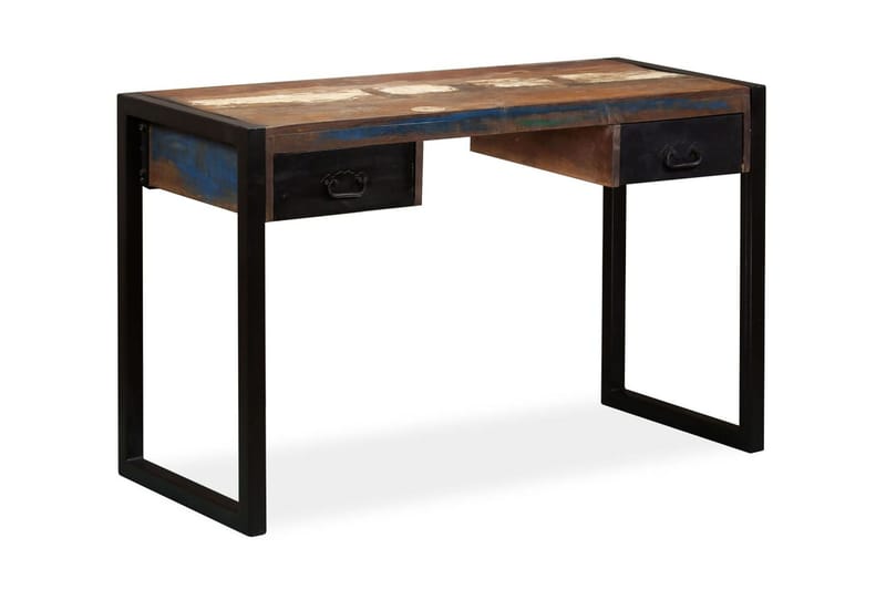 Skrivbord med 2 lådor massivt återvunnet trä 120x50x76 cm - Flerfärgad - Möbler - Hemmakontor - Skrivbord