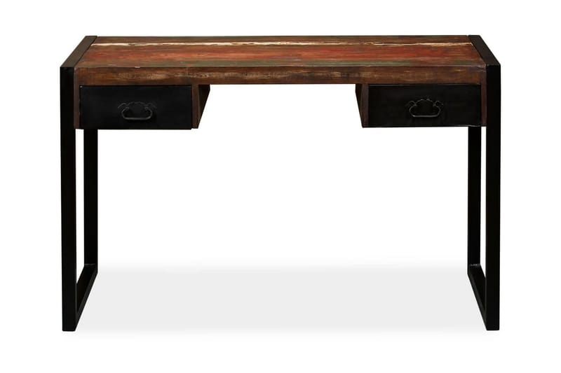 Skrivbord med 2 lådor massivt återvunnet trä 120x50x76 cm - Flerfärgad - Möbler - Hemmakontor - Skrivbord
